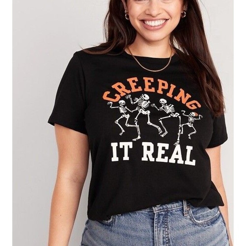 Old Navy Creeping Skeletons "Creeping It Real” T-shirt Women's ~Size 2xL